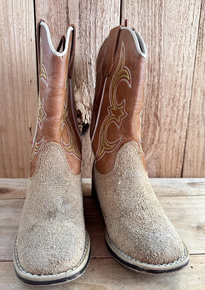 Twister Kids Cowboy Western Boots Brown Sz 12.5 Double Barrel Rodeo Foto 2 de 4