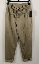 NEW Marc Jacobs pants womens sz 2 khaki pleated tie waist straight cuffed $228