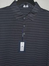 HART SCHAFFNER MARX Black White Print Short Sleeved POLO Shirt - MENS L - NWT