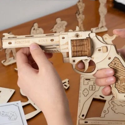 ROBOTIME 3D Puzzle Holz Revolver Toy Kinder DIY Mechanisches Modell Geschenke - Bild 1 von 4