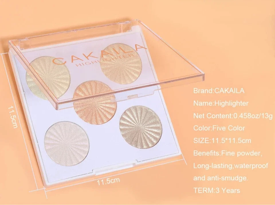 New 5 Color Baked Highlight Palette Shimmer Glitter Highlighting Contour Powder - Image 4 of 4