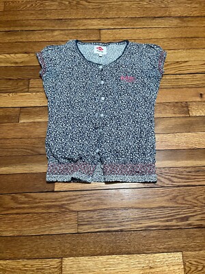 Lee Cooper Blouse Button Down Sleeveless Top Womens Size Small Blue Floral Shirt