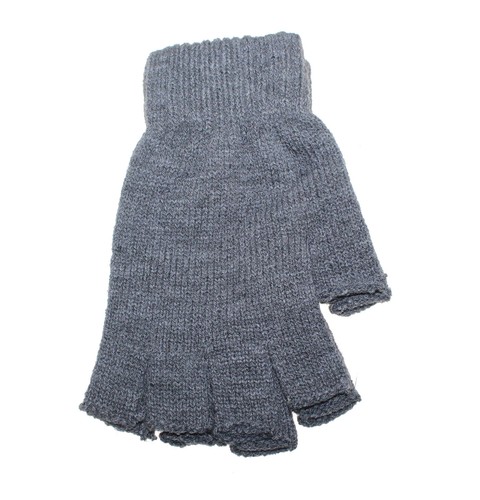 Mens Womens Fingerless Gloves Navy Blue Thick Knitted Warm Winter Wear - Picture 4 of 5