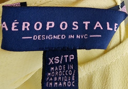 Aeropostale Neu mit Etikett Damen gelb weites Bein offener Schlitz Strampler, seitlicher Reißverschluss, Größe XS, $ 55 - Bild 7 von 8