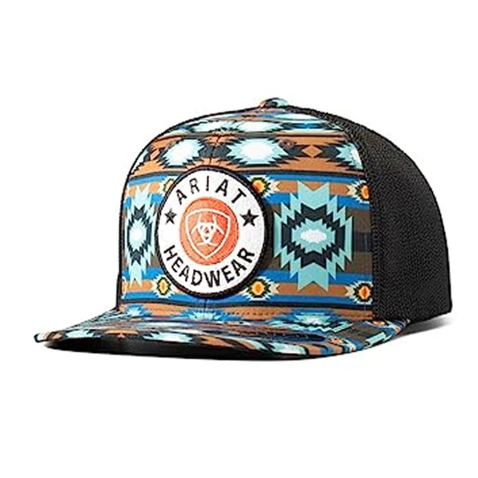 A300083997 Ariat Flexfit Southwest Round Patch Black Ball Cap NEW - Image 1 of 1