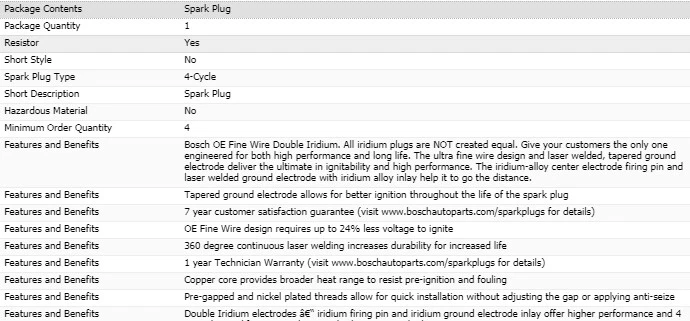 4 bujías Bosch doble iridio para Chevrolet Malibu L4-2,5 L 2013-2015 Foto 4 de 4
