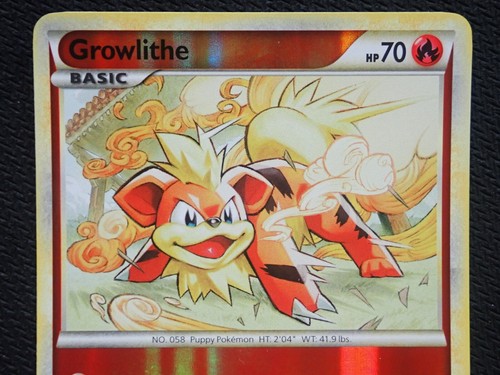 GROWLITHE 65/123 REVERSE HOLO - POKEMON HEARTGOLD SOULSILVER HGSS BASE CARD - Picture 2 of 22