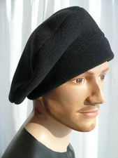 Black Polar Fleece Beret, Fleece Beret, Mens/Womans