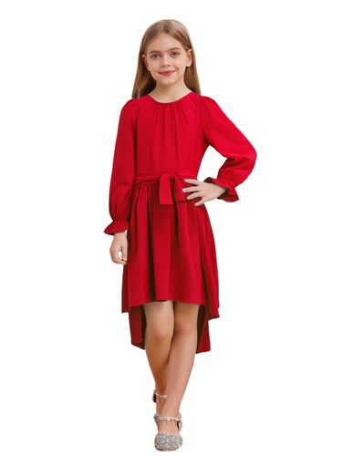 Kinder Mädchen Kleider Prom Kleid High Low Tanzkleidung Gelegenheits- Elegant - Picture 113 of 120