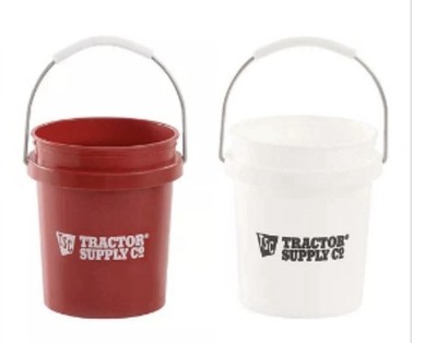 Mini Bucket 2 Pack Tractor Supply Co 1 Red & 1 White w/ Metal Handles - New