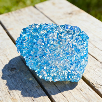 Blue Rainbow Angel Aura Quartz Cluster Raw Titanium Crystal Geode Specimen Gift