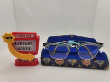 Vintage Cat Eye Frames 1/10 12k Gold Gf Eyeglasses Ornate BLUE Aluminum
