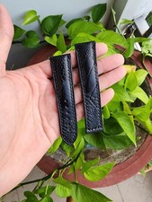 Size 20/18 Black 100 Genuine Ostrich Legs Leather Skin Watch Strap Band