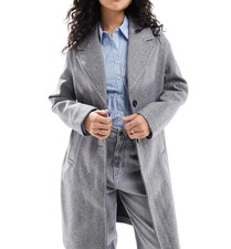 Bershka Grey Oversized Tailored Coat M UK 12 Long Smart Overcoat BNWT RRP £35.99