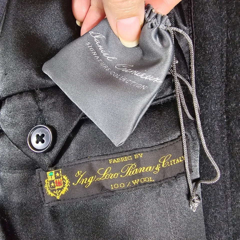 Daniel Cremieux Loro Piana Coat Men XL Charcoal Wool Bib Overcoat Quiet Luxury - Image 4 of 4