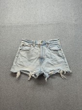 Abercrombie Fitch Women Mom Short 24/00 Light Blue 5 Pocket Raw Hem Streetwear