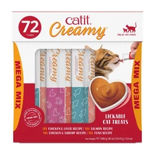 Catit Creamy Lickable Cat Treats Mega Mix 72-Count 4 Flavor Variety Pack