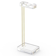 Acrylic Headphones Stand Headset Holder Office Clear Gold Tone Gaming Display
