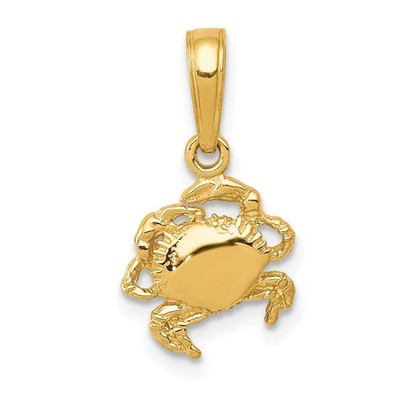 10k Gelbgold Ausgefallene Krabbe Charm Anhänger L 15mm, B 8mm