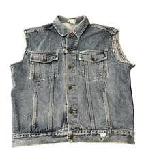Vintage GUESS Georges Marciano Denim Jean Vest Mens Size Large Made in USA 80s