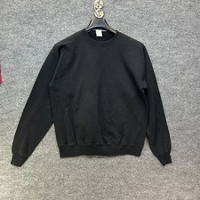 Crewneck Sweatshirt Men's Black Fleece Long Sleeve Classic Pullover - Medium