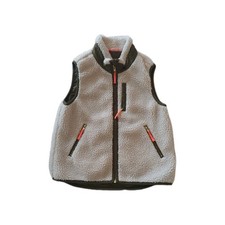 Crewcuts Girls Size 8 Faux Sherpa Vest, Cream with green lining