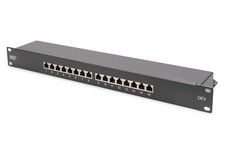 Digitus CAT 6 Shielded 16-port RJ45 Patch Panel, 1U Rack Mount, Black, Class E,