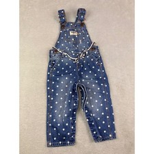 OshKosh B'gosh Baby Girls Denim Polka Dot Overalls Size 18 Months