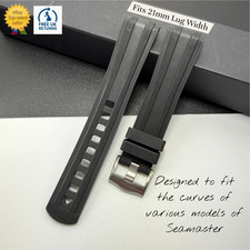Cinturino orologio gomma "21mm" Omega Seamaster Planet Ocean 600 nero blu subacqueo FKM