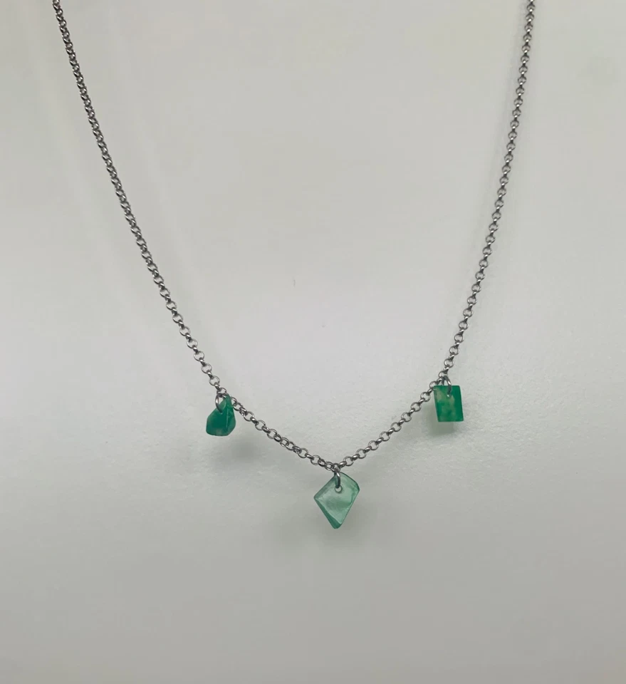 collana in argento 925 e giada naturale stile minimalista - Immagine 3 di 4