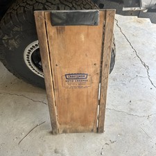 Craftsman Auto Creeper Sears Rol-ez-e Metal Wheels Padded Headrest Wood Vintage