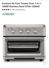 CUISINART 1800W AIR FRYER TOASTER OVEN STAINLESS STEEL **Brand New Sealed**