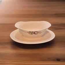 longwy french Vintage pink earthenware sauce boat double spout integrated