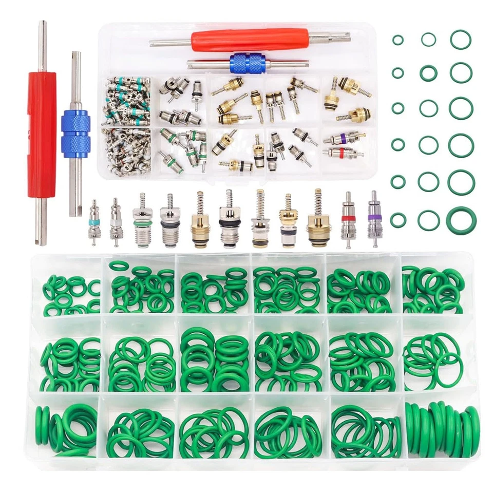 Car A/C Repair Kit, 270PCS O-Ring Set +102PCS Car Air Conditioner Valve Core Kit - Image 2 of 4