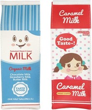Novelty Milk Carton Pencil Case Stationery Pouch Set of 2