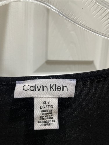 Calvin Klein Mujer Talla XL Precioso Top Fluido Negro Mangas Cortas Mujer - Imagen 2 de 3