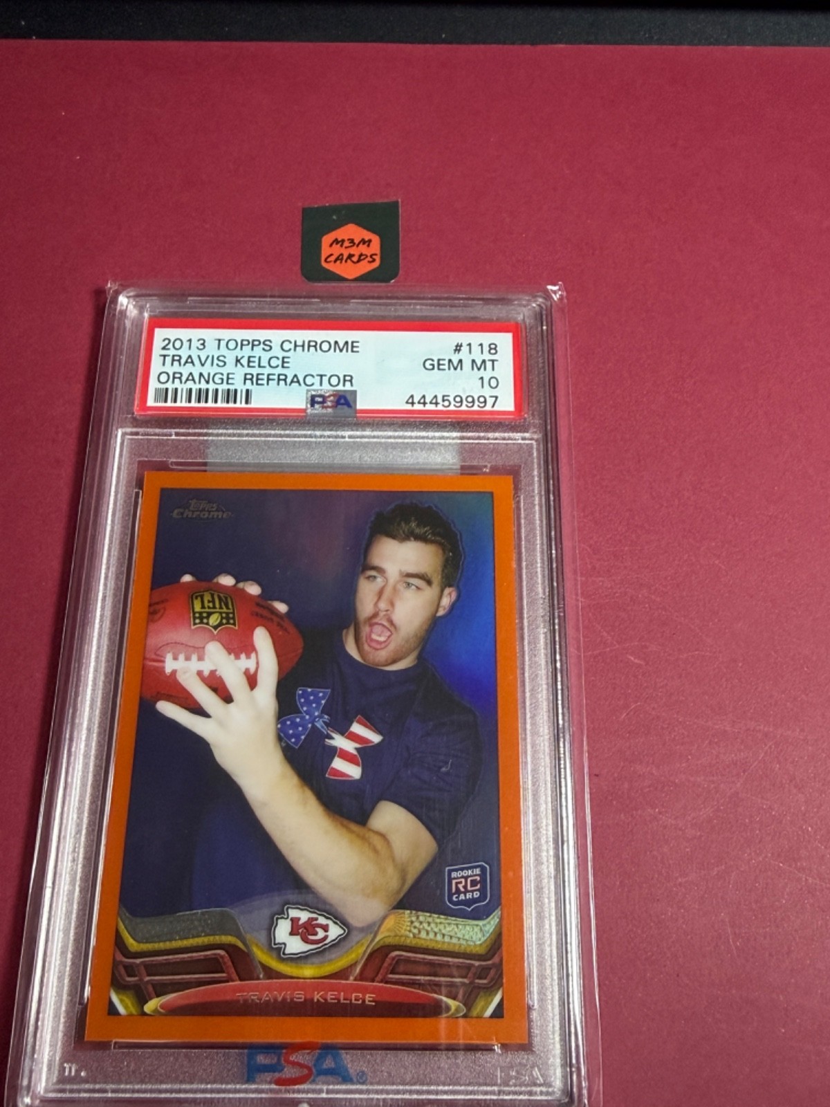 TRAVIS KELCE RC 2013 TOPPS ORANGE CHROME  REFRACTOR PSA 10