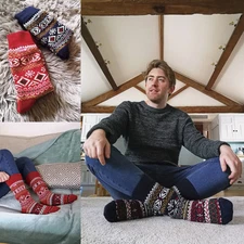 THMO - Mens Vintage Nordic Style Thick Thermal Wool Blend Socks