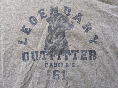 Cabela's Labrador Jagd Angeln 100 % Baumwolle grau T-Shirt Herren L/XL 22,5'' P2P 