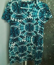 Tommy Hilfiger Women's Cotton Blue Tie Dyed Short Dress Size L