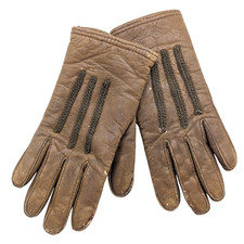 Antique 1930s Children's Fancy Leather Gloves Infant Toddler Vtg Wool Lined