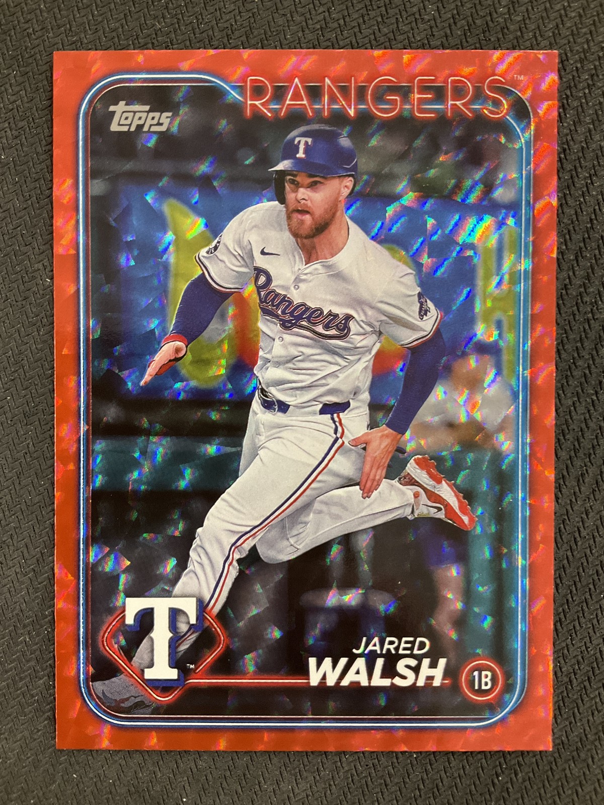 2024 Topps Update #US286 Jared Walsh Red Crackle Foilboard /199 Rangers