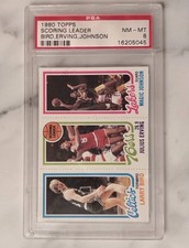 1980 Topps Scoring Leader - Bird, Erving, Johnson - PSA Graded 8