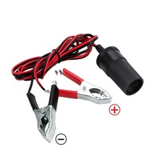 1pc Black 12V Car Battery Clamp to Cigarette Lighter Socket Cable 15A - NEW