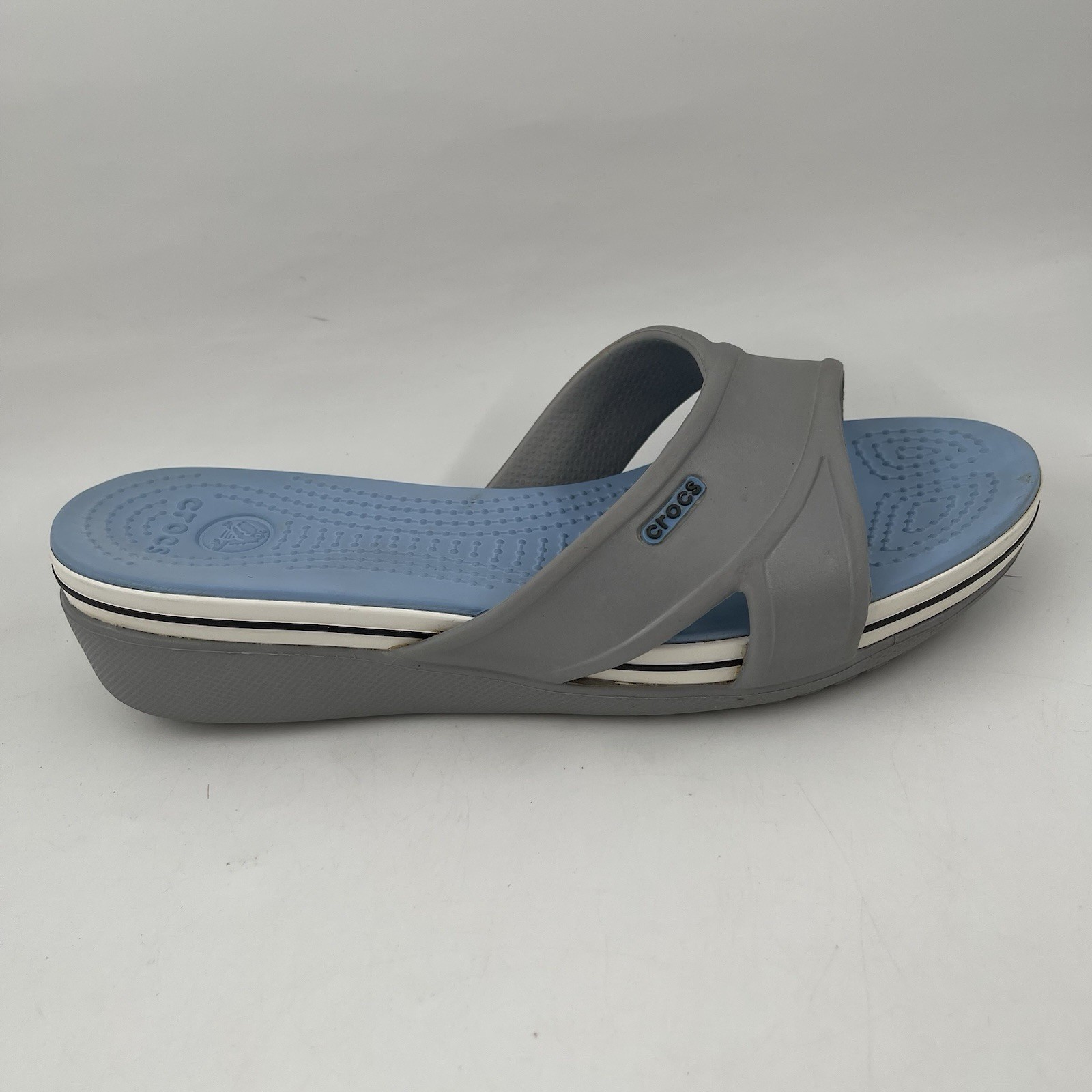 Crocs Womens Cyprus 2 Slip-On Wedge Sandals Size 7 Blue Grey Waterproof