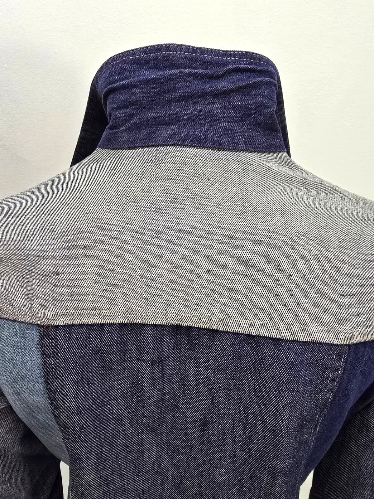 Patchwork Denim Jacket Chore Coat Blue Indigo No … - image 6