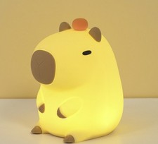 Cute Capybara with Orange Night Light Silicone LED Mood Lamp Rechargeable Gift
