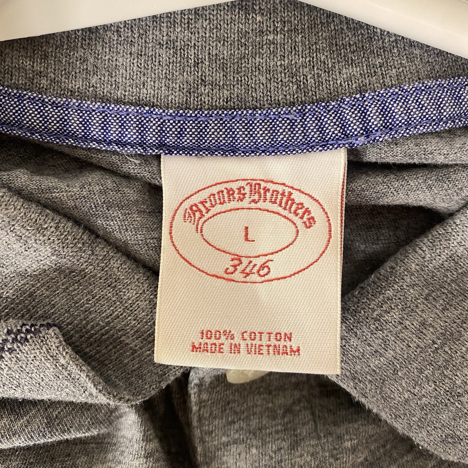 Brooks Brothers Gray Cotton Polo Shirt Mens Large thumbnail 3