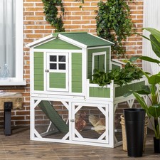 PawHut Chicken Coop with Planting Box, Nesting Box, Slide-out Tray, Green