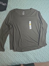 Sonoma Womens Xl Xlarge GREEN Tee Long Sleeve Layering New Nwt